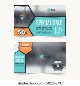 Flat Style Website Banner, Horizontal Background Set