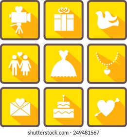 Flat style. Wedding  icons set