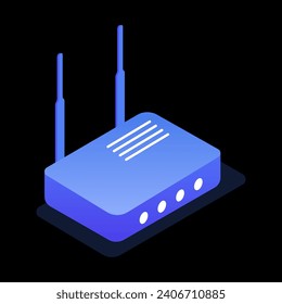 Flat style wifi router isometric illustration