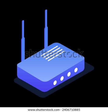 Flat style wifi router isometric illustration