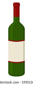 flat style wine bottle. Vector illustration