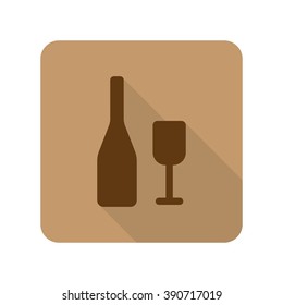 Flat style Wine web app icon on light brown background