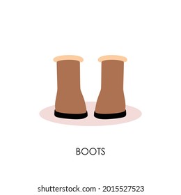 Flat Style Winter Boots Vector illustartion. Cartoon style Winter Shoes vector icon isolated on white background. Running Shoes. Footwear. Woman's Boots Illustration Vector