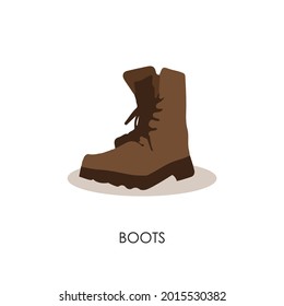 Flat Style Winter Boots Vector illustartion. Cartoon style Winter Shoes vector icon isolated on white background. Hiking Shoes. Footwear. Man's Boots Illustration Vector