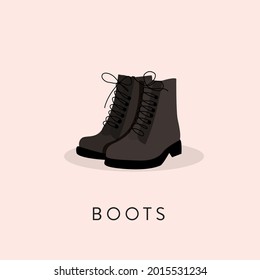 Flat Style Winter Boots Vector illustartion. Cartoon style Winter Shoes vector icon isolated on white background. Hiking Shoes. Footwear. Pair Man's Boots Illustration Vector