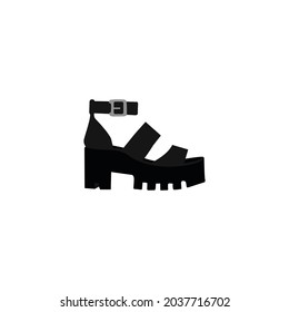 Ilustración del vector de arena de mujeres de estilo plano. Estilo de caricatura Mujeres Sandals Escándalo de verano icono de vector plano aislado en el fondo. Vector de calzado femenino. Icono de zapatos