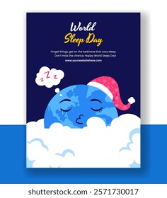 Flat Style World Sleep Day Background Illustration for Vertical Poster Content