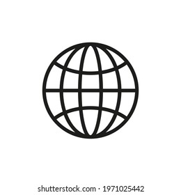  Flat Style Worldwide Web Globe Icon. Vector Web Icon Symbol. 