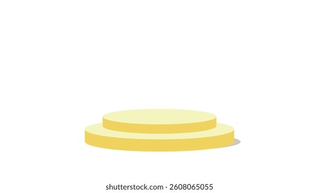 Flat style yellow circular podium with soft shadow on white background. Minimal 3D platform for product mockup, web design, or branding display. Vector eps 10.