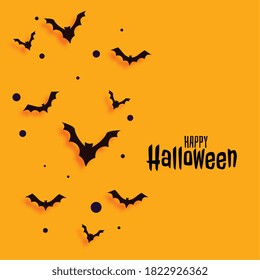 flat style yellow happy halloween card design