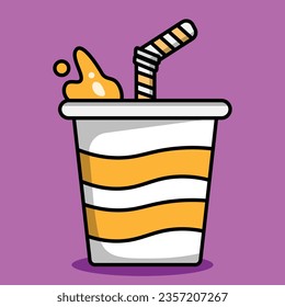 Flat style yellow soft drink cute cartoon food illustration