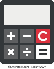 Flat Styled Calculator Icon Concept Illustration