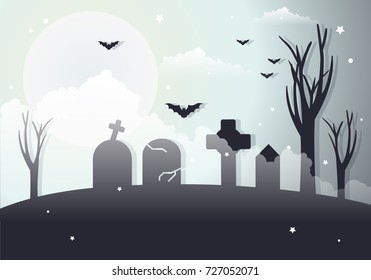 Flat styled colorful Halloween Vector Background with pumpkin heads Designed for Web, Document, Greeting Card, Poster, Label and Other Decoration Surface