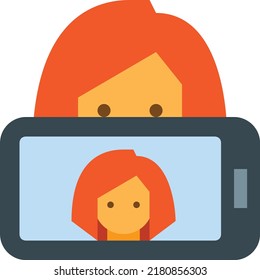 flat styled design concept  illustration of selfie icon 
