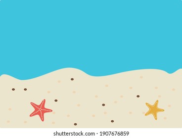 Flat Styled Full Beach Illustrated Scene Concept 