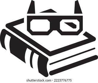Flat Styled Illustrated Icon
Of Glasses On Big Book 