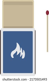 Flat Styled Illustration Of Fire Flame Match Box  