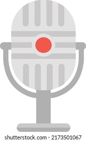 Flat Styled Illustration Of Metal Sound Mic White 