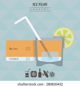 flat styled isometric illustration of cocktail. Ice peak alcohol drink