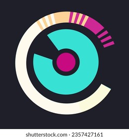 Flat Styled Neon Colored Volume Knob Enhancing Icon, Isolated