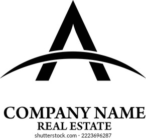 Logo De La Marca Inmobiliaria De Estilo Plano Ilustración Una Letra Swoosh 