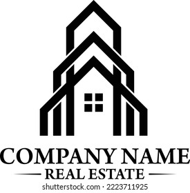 Logotipo de marca inmobiliaria de estilo plano Ilustración Edificios altos
