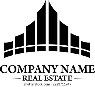 Flat Styled Real Estate Brand Logo Illustration High Buildings