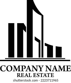 Flat Styled Real Estate Brand Logo Illustration High Buildings