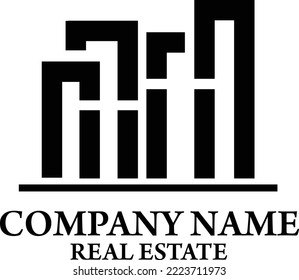 Flat Styled Real Estate Brand Logo Illustration High Buildings