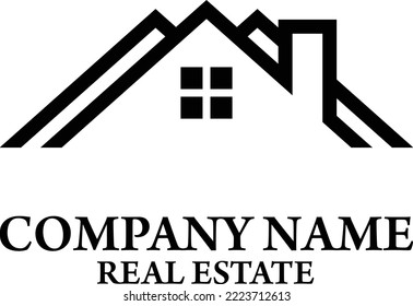 Flat Styled Real Estate Brand Logo Illustration House Structure 