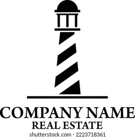 Flat Styled Real Estate Brand Logo Illustration Light House 