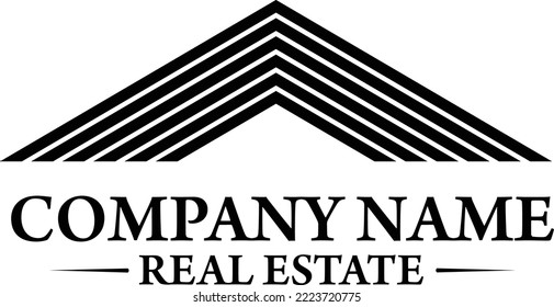 Forma de resumen del logotipo de la marca inmobiliaria con estilo plano