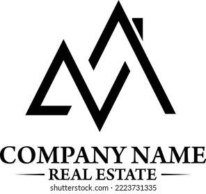 Flat Styled Real Estate Brand Logo Illustration Abstract Shape
