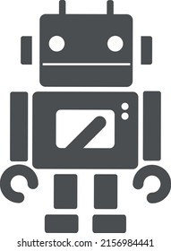 Flat Styled Technological Robot Icon Illustration 