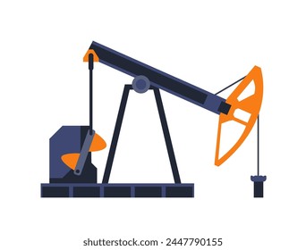 Flat styled vector of a contemporary oil pump jack, isolated on white.