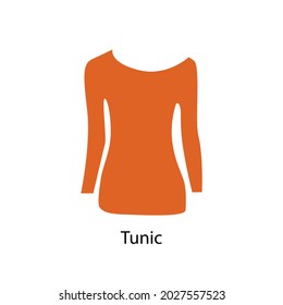 Flat StyleOrange Tunic Vector illustartion. Cartoon style simple long-sleeved tunic vector icon isolated on white background. Modern Trendy long-sleeve shirt for women. Woman Clothes icon symbol 