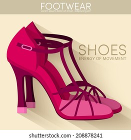 Flat styling wooman shoes bakground concept. Vector illustranion design 