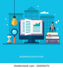 Flat stylish design for business education concept. Flat vector elements for web applications and banners