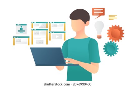 Flat stylish illustration about job ui designer