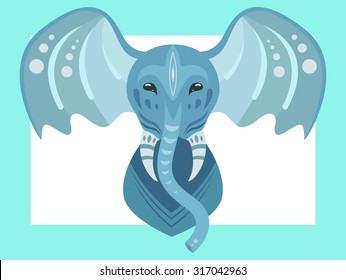 Flat stylized illustration of an elephant in ethnic style