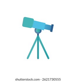 A flat stylized telescope illustration, presented with various shades of blue and turquoise. It stands out against the White Background.