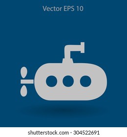 Flat submarine icon.