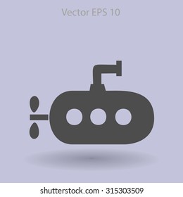Flat submarine icon.