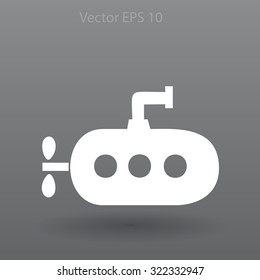 Flat submarine icon.
