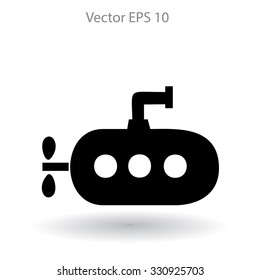Flat submarine icon.
