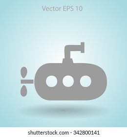 Flat submarine icon.