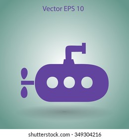 Flat submarine icon.