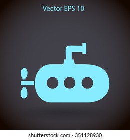 Flat submarine icon.