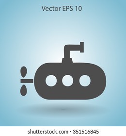 Flat submarine icon.