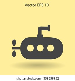 Flat submarine icon.